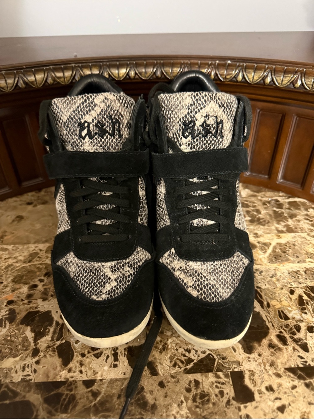 ASH Snake-Print High-Top wedge
